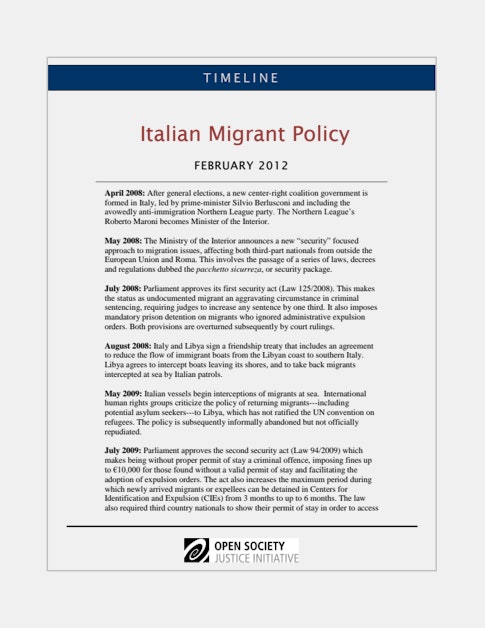 Timeline: Italian Migrant Policy - Open Society Justice Initiative